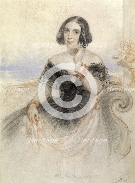 Lady in a black dress, 1847. Artist: John Hayter