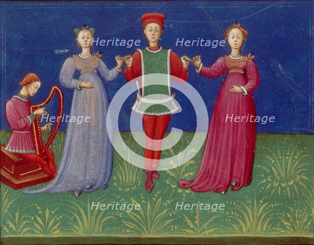 Dance classes. From: De pratica seu arte tripudii (On the Practice or Art of Dancing), 1463. Creator: Anonymous.