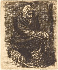 Old Woman Seated (La vieille femme assise). Creator: Alphonse Legros.