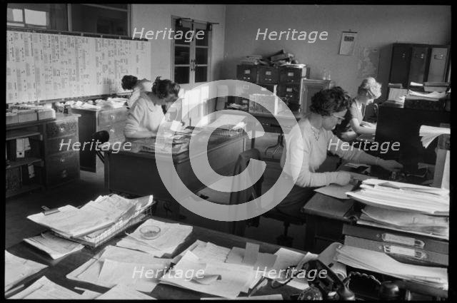Women office workers, Wear Flint Glass Works, Alfred Street, Millfield, Sunderland, 1961. Creator: Eileen Deste.