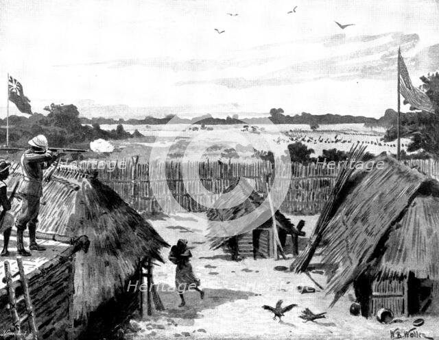 Somali attack on an East African mission station, 1895. Creator: George Meisenbach.