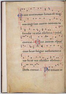 Leaf 3 from an antiphonal fragment (verso), c. 1275. Creator: Unknown.