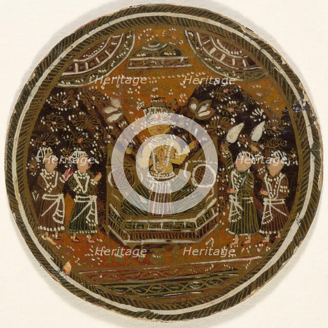 Enthroned and Crowned Buddha Holding Lotuses, King of the Buddha Suit..., 19th century. Creator: Unknown.