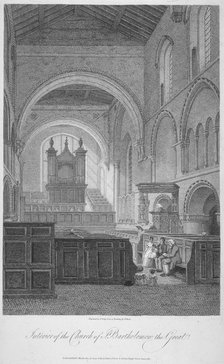 Interior view of the Church of St Bartholomew-the-Great, Smithfield, City of London, 1805. Artist: John Greig
