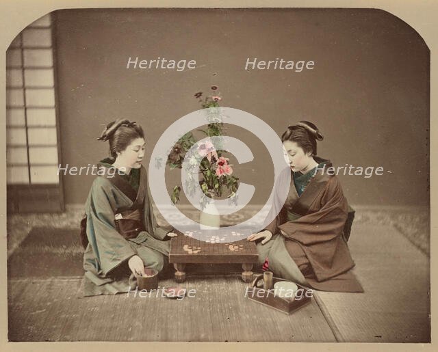 Geisha Playing at Go, 1870s-1890s. Creator: Baron Raimund von Stillfried.