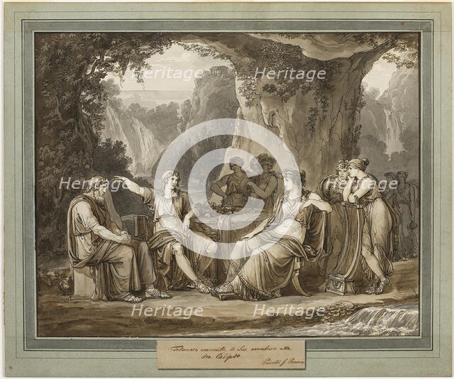 Telemachus Relates His Adventures to the Goddess Calypso, from The Adventures..., 1808. Creator: Bartolomeo Pinelli.