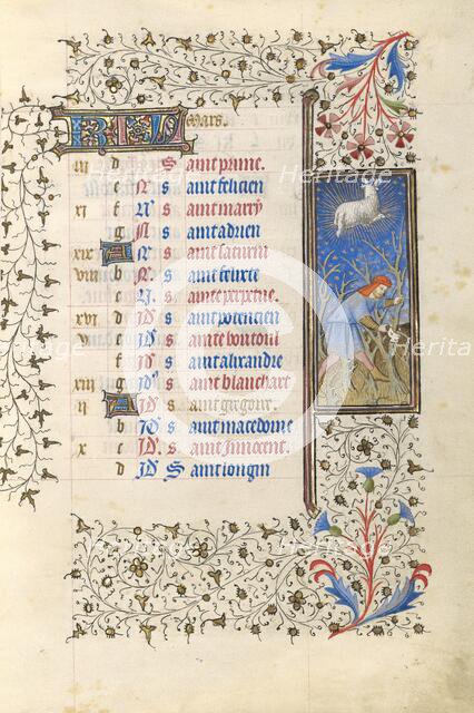 A Man Pruning Vines; Book of Hours, about 1415-1420. Creator: Workshop of the Master of the Rohan Hours.