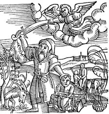 Isaac being saved from sacrifice, 1557. Artist: Unknown