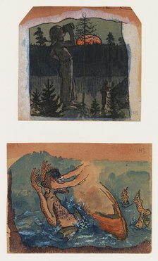 Fantasy 1. A Giant Drinking 2. Iku-Turso, c1890s. Creator: Hugo Simberg.