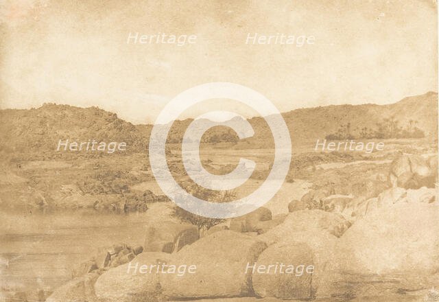 Vue prise à la première Cataracte (Rive droite), 1849-50. Creator: Maxime du Camp.