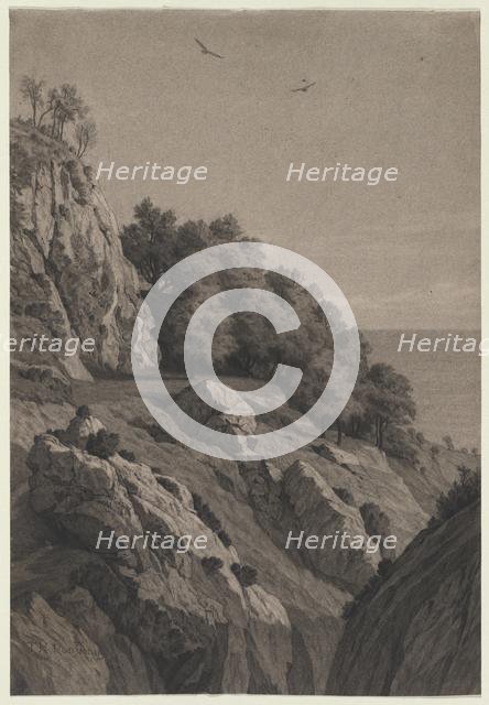 Rocky Cliff on a Coast, c. 1850-1860. Creator: Anonymous.