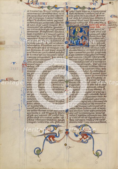 Initial S: Saint Peter; Abbey Bible, about 1250-1262. Creator: Unknown.