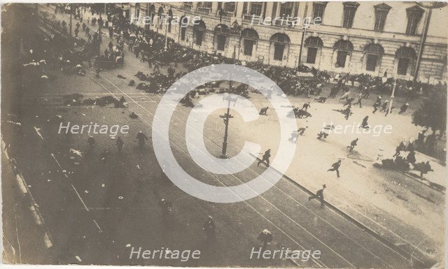 Government Troops Firing on Demonstrators, July 4, 1917, 1917. Artist: Bulla, Karl Karlovich (1853-1929)