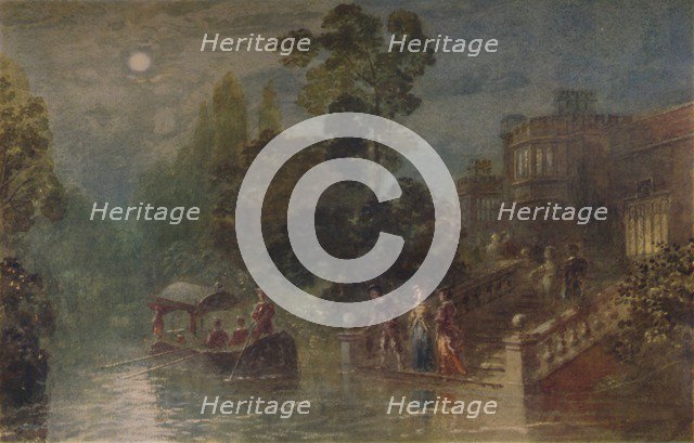 'Moonlight: the Terrace, Haddon Hall', 1873, (1935). Artist: George Haydock Dodgson.