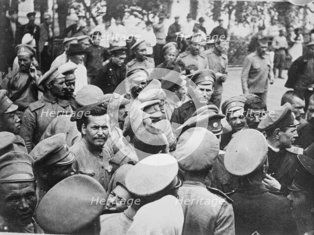 Russian troops at railroad station, between c1915 and c1920. Creator: Bain News Service.