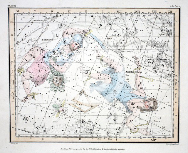 The Constellations (Plate III) Andromeda, Triangula,I  Perseus et Caput Meduse,  Gloria Frederici,  