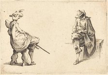 Two Seated Figures, c. 1617. Creator: Jacques Callot.