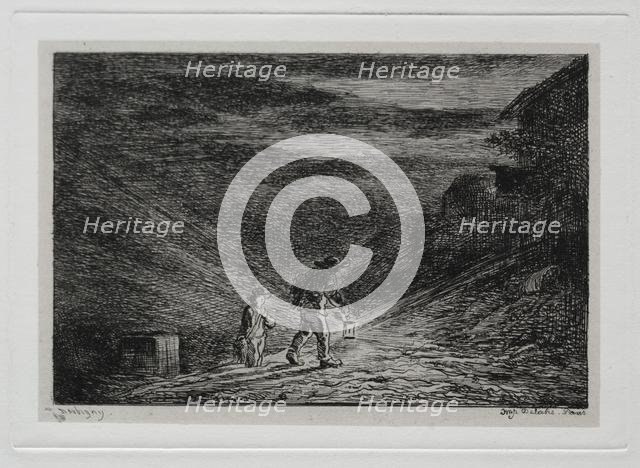 The Boat Trip: The Search for an Inn, 1861. Creator: Charles François Daubigny (French, 1817-1878).