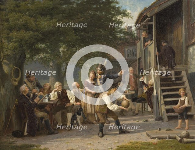 Skittles at Faggen's. Scene from Fredman's Epistle 55 by Bellman, 1868. Creator: Peter Eskilson.