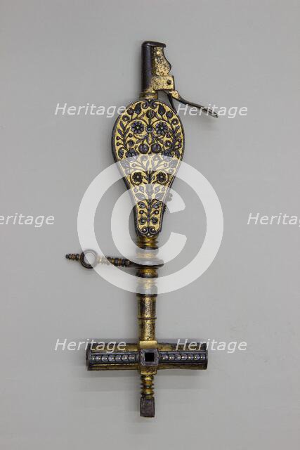 Wheellock Spanner with Priming Flask and Screwdriver, German, Munich, ca. 1610-30. Creator: Unknown.