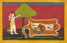 Shiva and Parvati on a tiger skin: Anakul Nayaka folio from a Rasamanjari, ca. 1710 - ca. 1715. Creator: Golu.