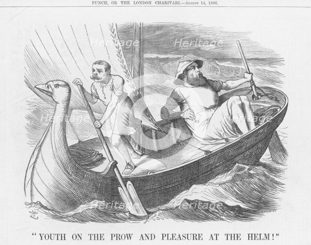 "Youth on the Prow and Pleasure at the Helm!", 1886. Creator: Joseph Swain.