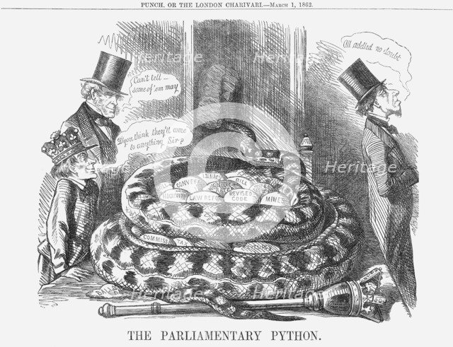 'The Parliamentary Python', 1862. Artist: Unknown