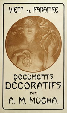Advertisement for the monograph Decorative Documents by Alphonse Mucha, 1902. Artist: Alphonse Mucha