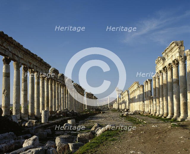 Great Colonnade and Cardo Maximus, Apamea, Syria, 2nd century, (2001).  Creator: LTL.