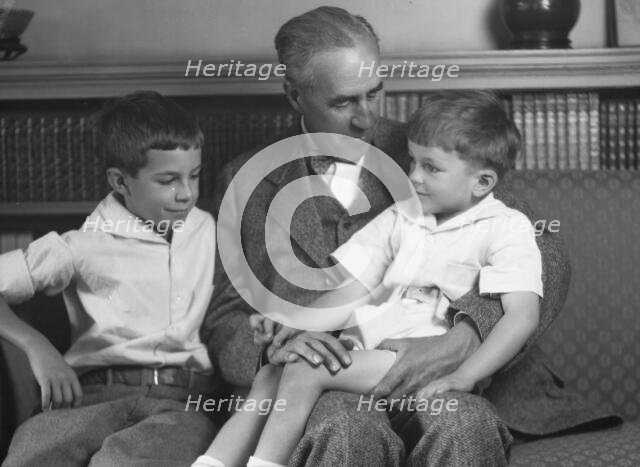 Twichell Mr., and sons, portrait photograph, 1925 Nov. 19. Creator: Arnold Genthe.