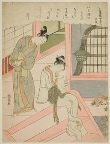 Poem by Sanjo'in no Nyokurodo Sakon, from an untitled series of Thirty-Six Immortal Poets, c.1767/68 Creator: Suzuki Harunobu.
