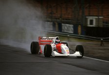 1994 McLaren Peugeot MP4-9 Mika Hakkinen, tyre testing at Silverstone Artist: Unknown.