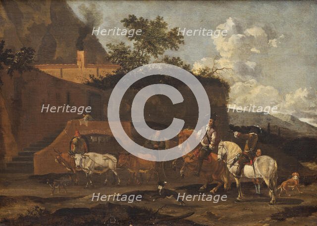 Italianate Landscape with Travellers, 1650-1700. Creator: Circle of Jan Frans Soolmaker.