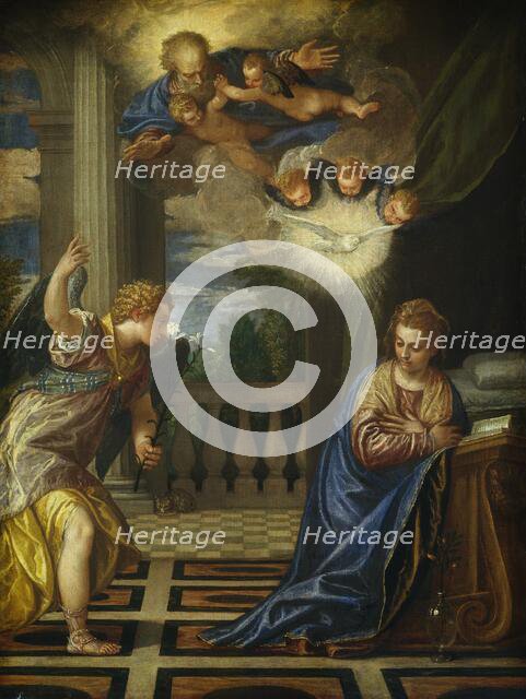 The Annunciation, c. 1583/1584. Creators: Paolo Veronese, Workshop of Veronese.