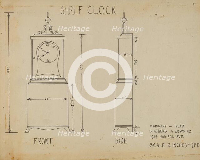 Shelf Clock, c. 1938. Creators: Bernard Gussow, Lorenz Rothkranz.
