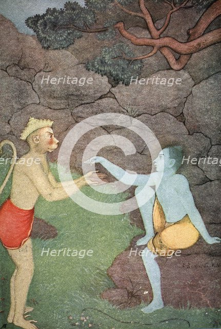 Rama sending his signet-ring to Sita, 1913.  Artist: K Venkatappa