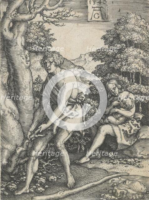 Adam and Eve at work. From: The story of Adam and Eve, 1540. Creator: Heinrich Aldegrever.