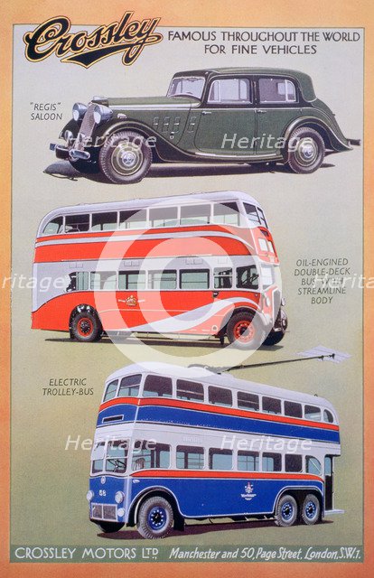 Crossley Motors advert, 1937. Artist: Unknown