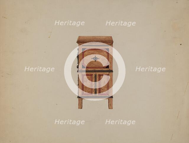 Two Drawer Sunflower Chest - side view, c. 1936. Creator: Martin Partyka.