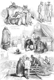 Sketches at an Irish cattle fair, 1881. Creator: Unknown.