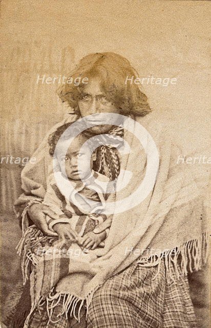New Zealand: a Maori woman and child, 19th century. Creator: Unknown.