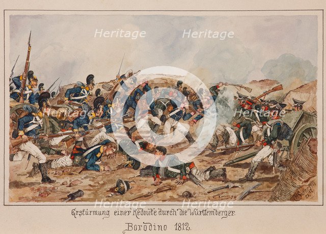 The storming of a Redoubt by the Wurttemberg troops. Borodino 1812.