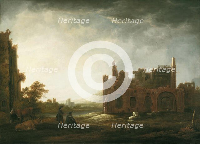 Landscape with the Ruins of Rijnsburg Abbey, c1645. Creator: Aelbert Cuyp.