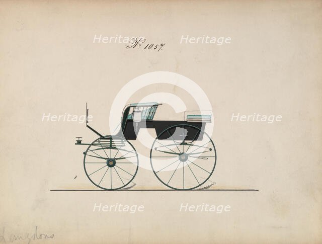 Design for 4 seat Phaeton, no top, no. 1057, 1850-70. Creator: Brewster & Co.