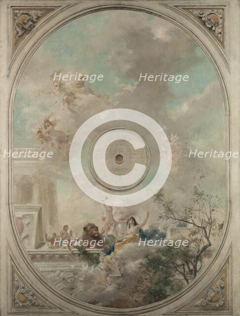 Esquisse pour la salle des mariages de la mairie de Montrouge : La Loi et le Mariage (Plafond), 1886 Creator: Theobald Chartran.