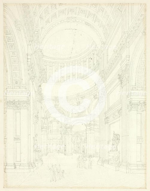 Study for St. Paul's Cathedral, from Microcosm of London, c. 1809. Creator: Augustus Charles Pugin.