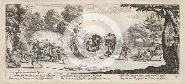 The Miseries and Misfortunes of War, folio 8: Attack on a Coach, 1633.