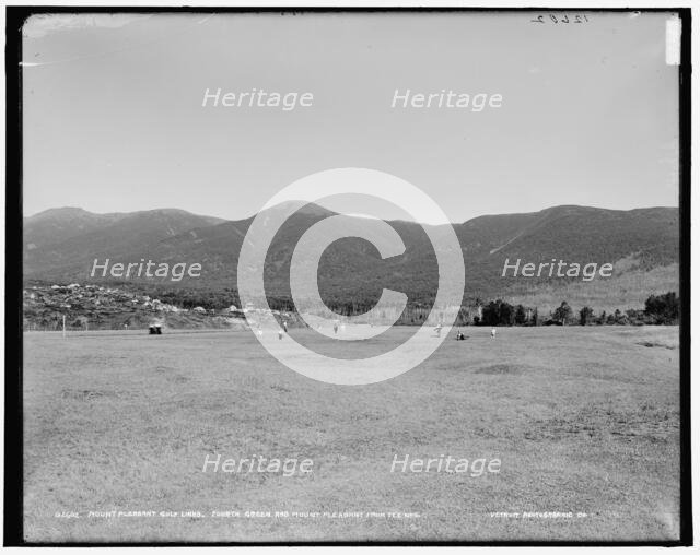 Mount Pleasant golf links, fourth green and Mount Pleasant from tee no. 4, between 1890 and 1901. Creator: Unknown.