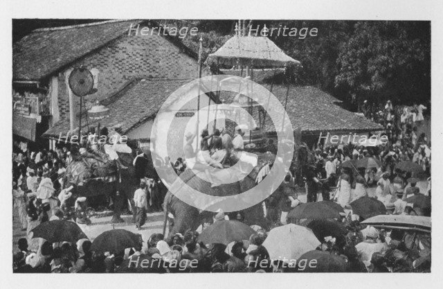 'Kandy Perahera. - A Procession of Elephants carried through by the Kandyan Chiefs', c1890, (1910). Artist: Alfred William Amandus Plate.