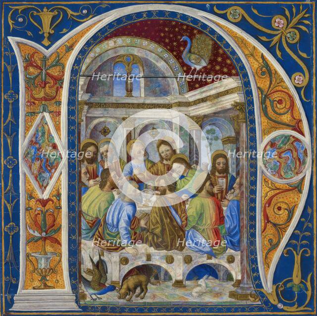 Initial N, the Last Supper, c1500. Creator: Unknown.